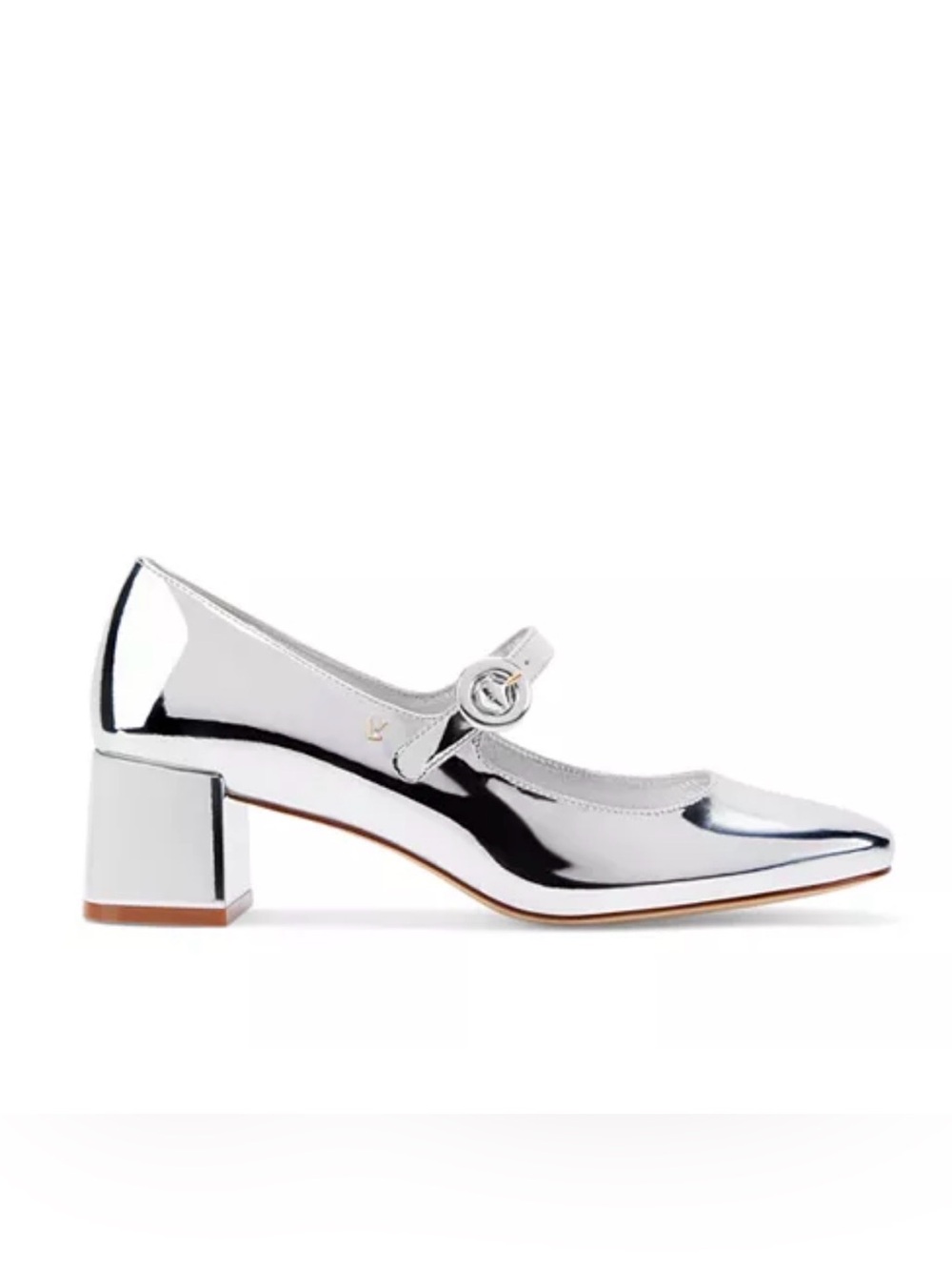 Larroude Silver Mary Jane Block Heel Pumps
